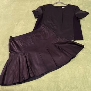 Halogen Black Leather Mini Skirt and Top Set NWOT. Very soft, supple leather.